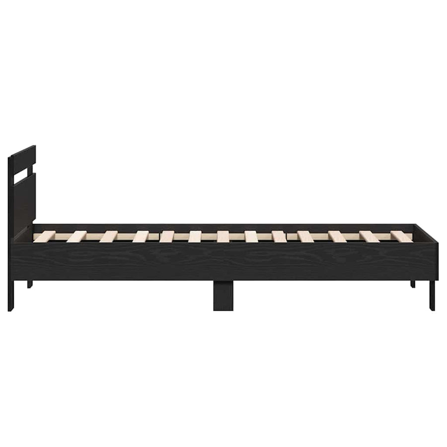 Bedframe Zwart Eiken 193 x 95 x 88 cm Bewerkt hout