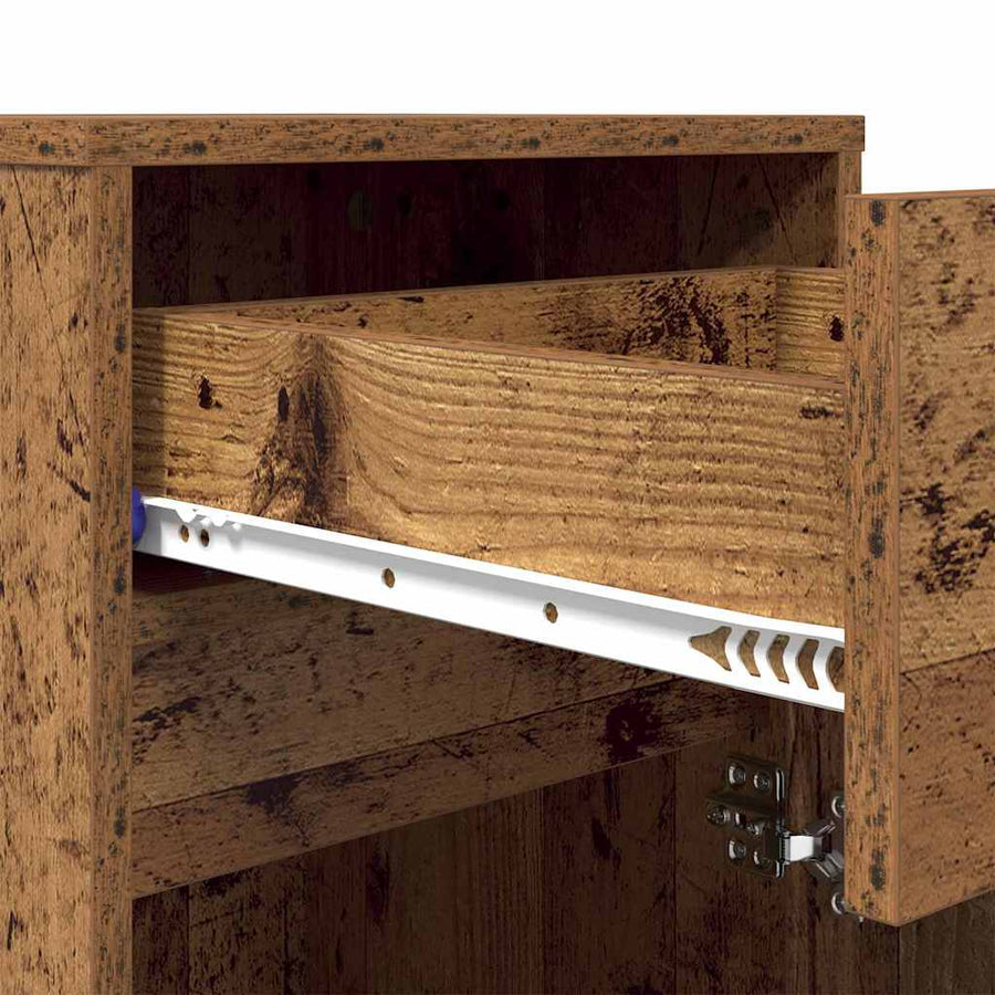 LED Bedside Kast met lade Oud hout 38 x 34 x 61 cm Spaanplaat