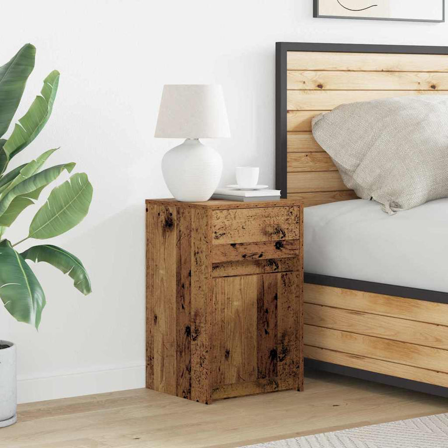 LED Bedside Kast met lade Oud hout 38 x 34 x 61 cm Spaanplaat