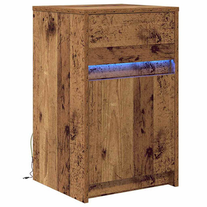 LED Bedside Kast met lade Oud hout 38 x 34 x 61 cm Spaanplaat
