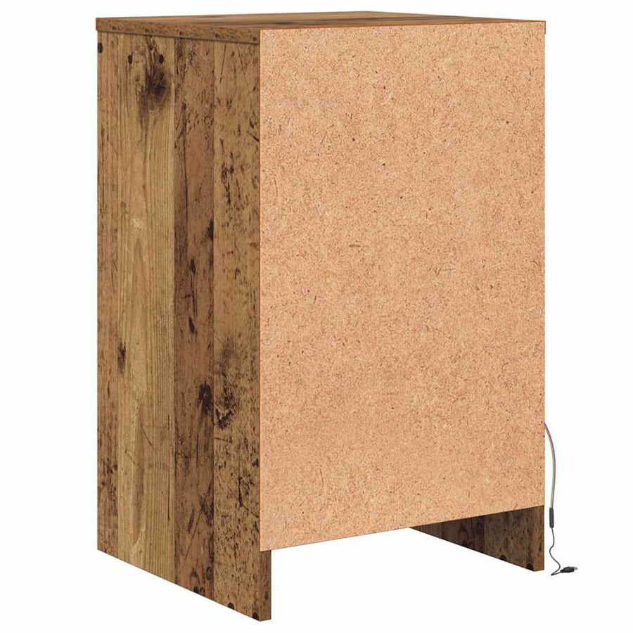 LED Bedside Kast met lade Oud hout 38 x 34 x 61 cm Spaanplaat
