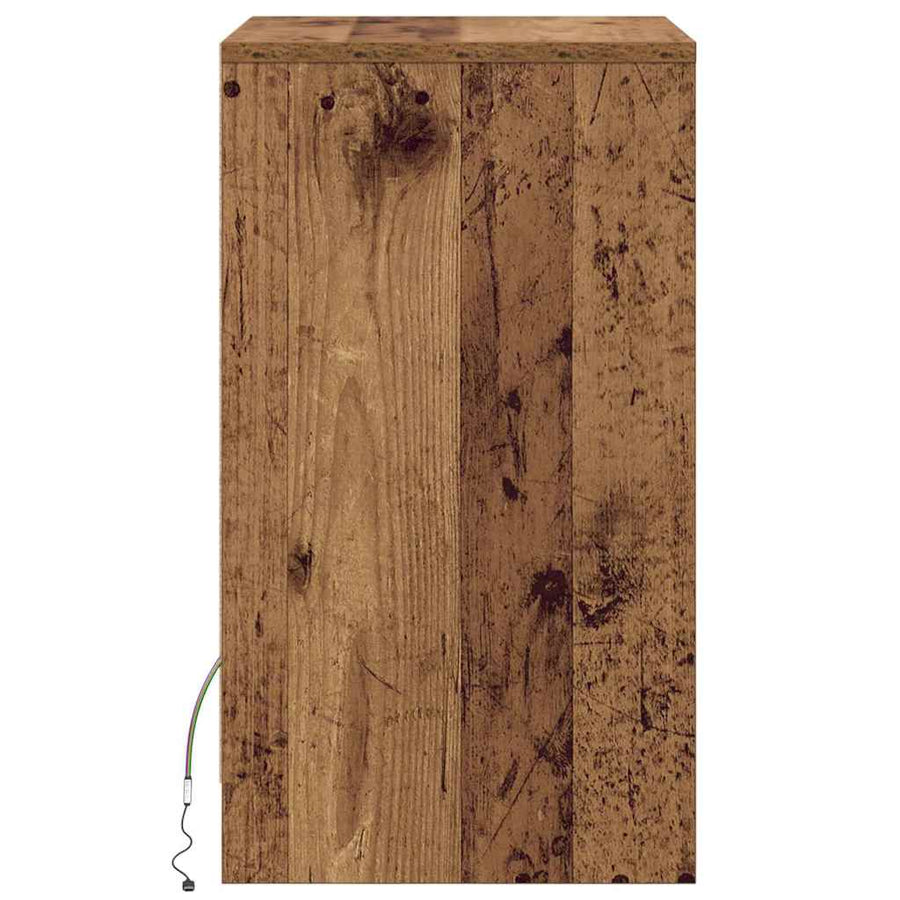 LED Bedside Kast met lade Oud hout 38 x 34 x 61 cm Spaanplaat