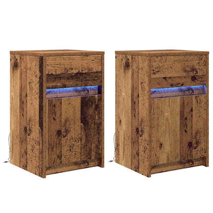 LED Bedside Kast 2 pcs Oud hout 38 x 34 x 61 cm Spaanplaat