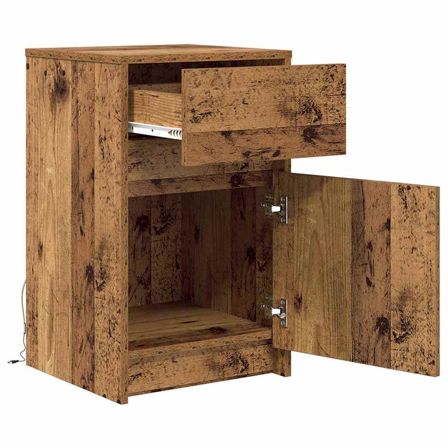 LED Bedside Kast 2 pcs Oud hout 38 x 34 x 61 cm Spaanplaat