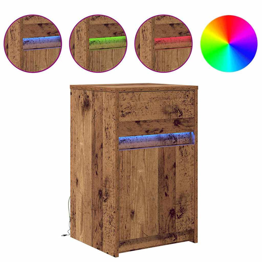 LED Bedside Kast 2 pcs Oud hout 38 x 34 x 61 cm Spaanplaat