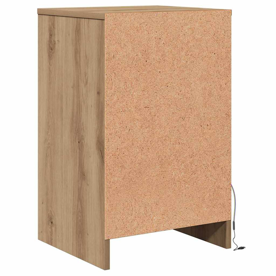 LED Bedside Kast artisanaal eikenkleurig 38 x 34 x 61 cm