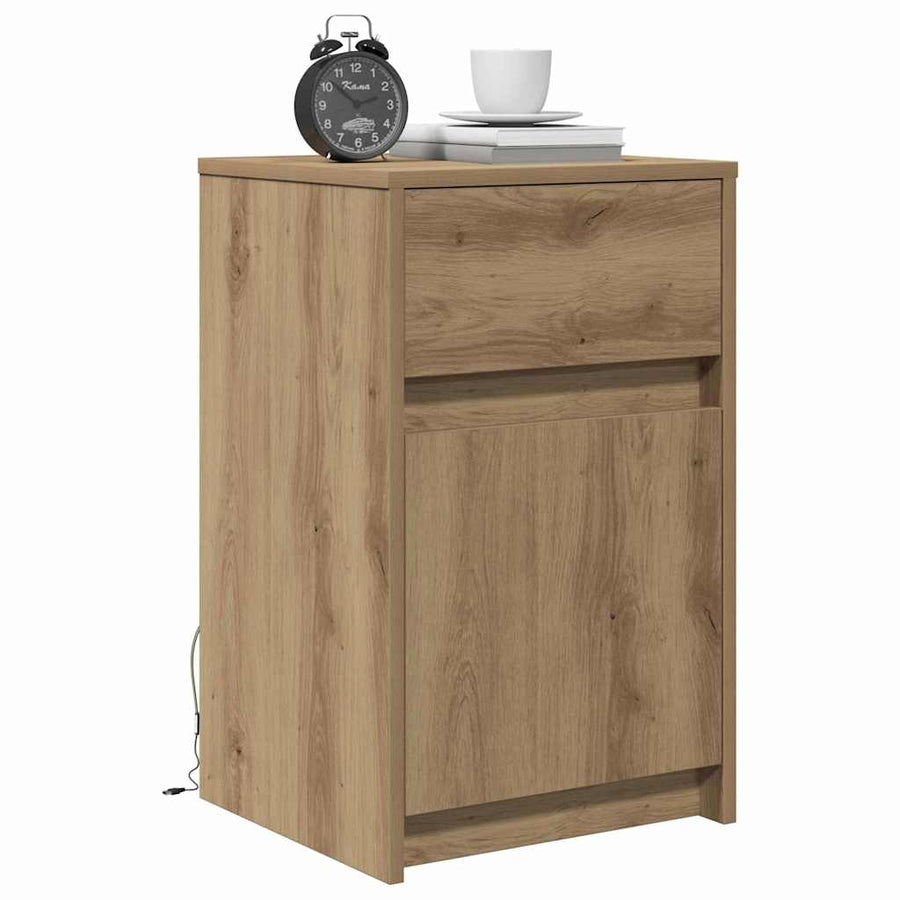 LED Bedside Kast artisanaal eikenkleurig 38 x 34 x 61 cm