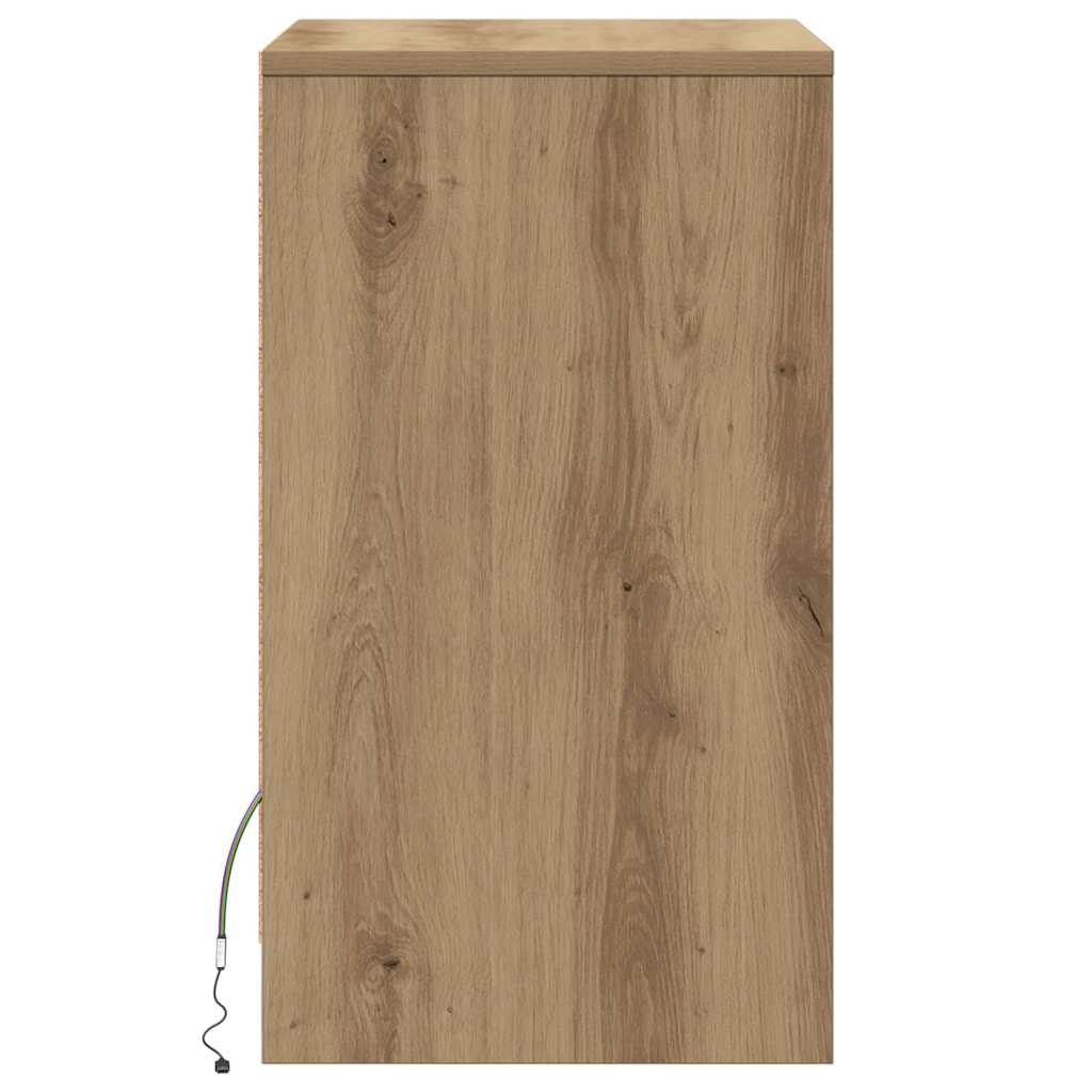 LED Bedside Kast artisanaal eikenkleurig 38 x 34 x 61 cm