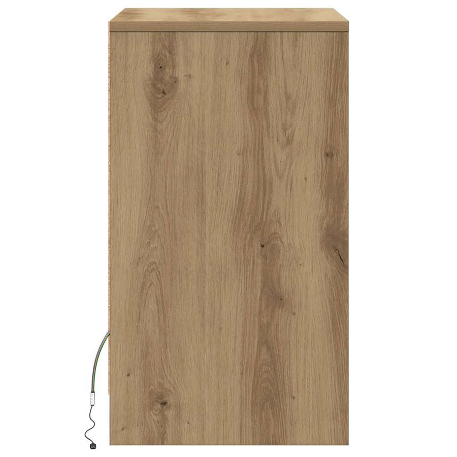 LED Bedside Kast artisanaal eikenkleurig 38 x 34 x 61 cm