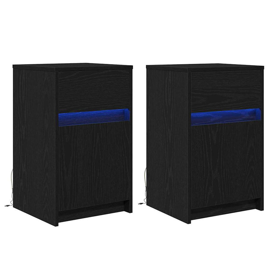 LED Bedside Kast 2 pcs Zwart eiken 38 x 34 x 61 cm Spaanplaat