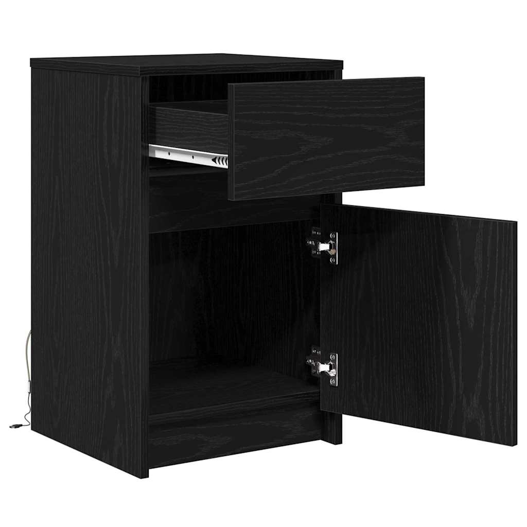 LED Bedside Kast 2 pcs Zwart eiken 38 x 34 x 61 cm Spaanplaat