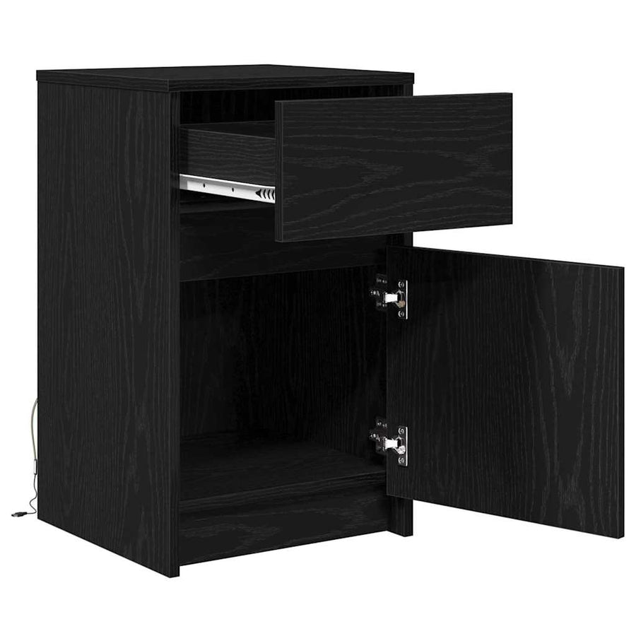 LED Bedside Kast 2 pcs Zwart eiken 38 x 34 x 61 cm Spaanplaat