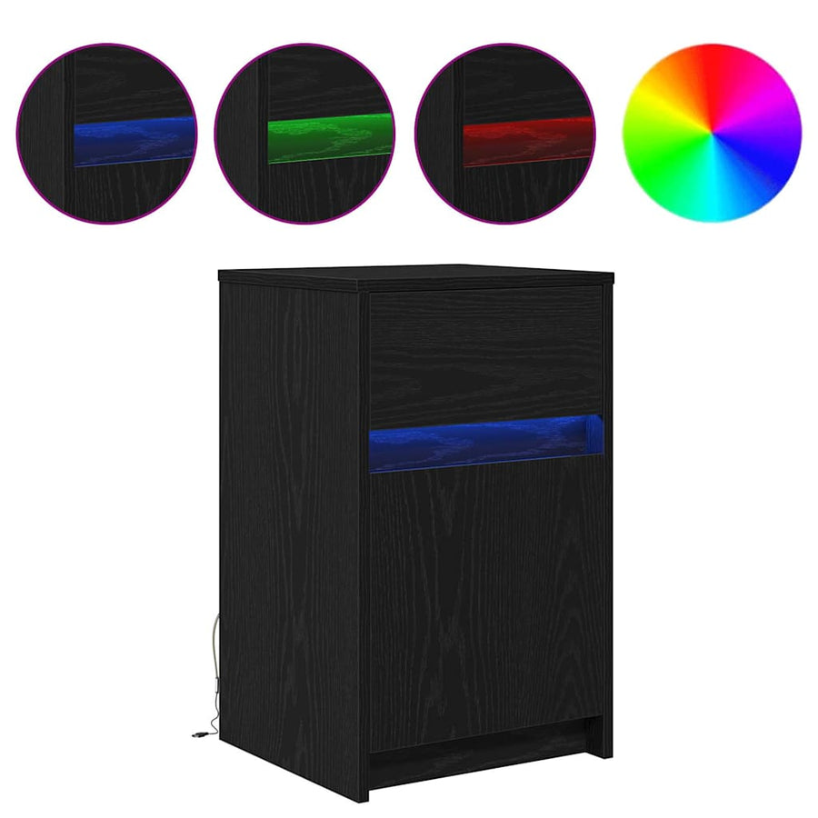 LED Bedside Kast 2 pcs Zwart eiken 38 x 34 x 61 cm Spaanplaat