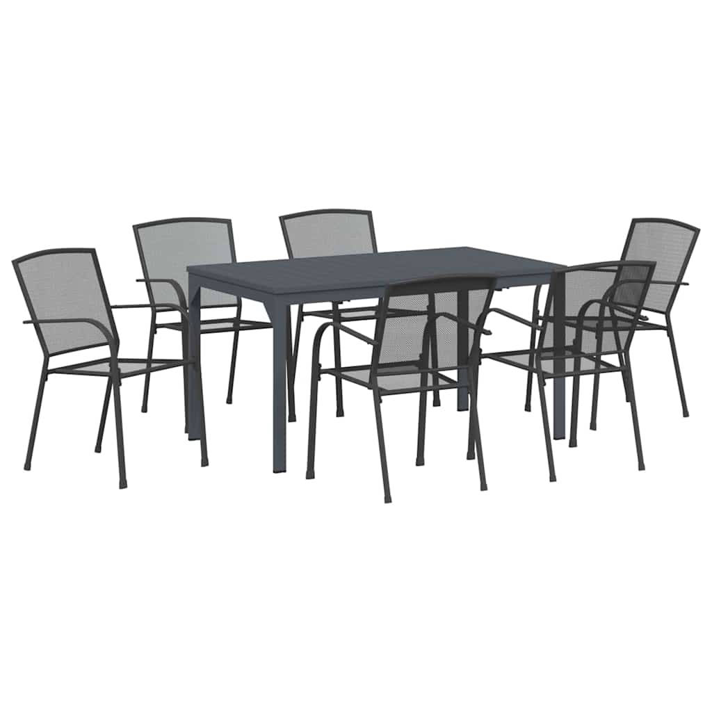 Tuin Eettafelset 7 Pcs Antraciet Poedercoating Staal