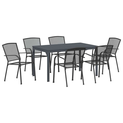 Tuin Eettafelset 7 Pcs Antraciet Poedercoating Staal
