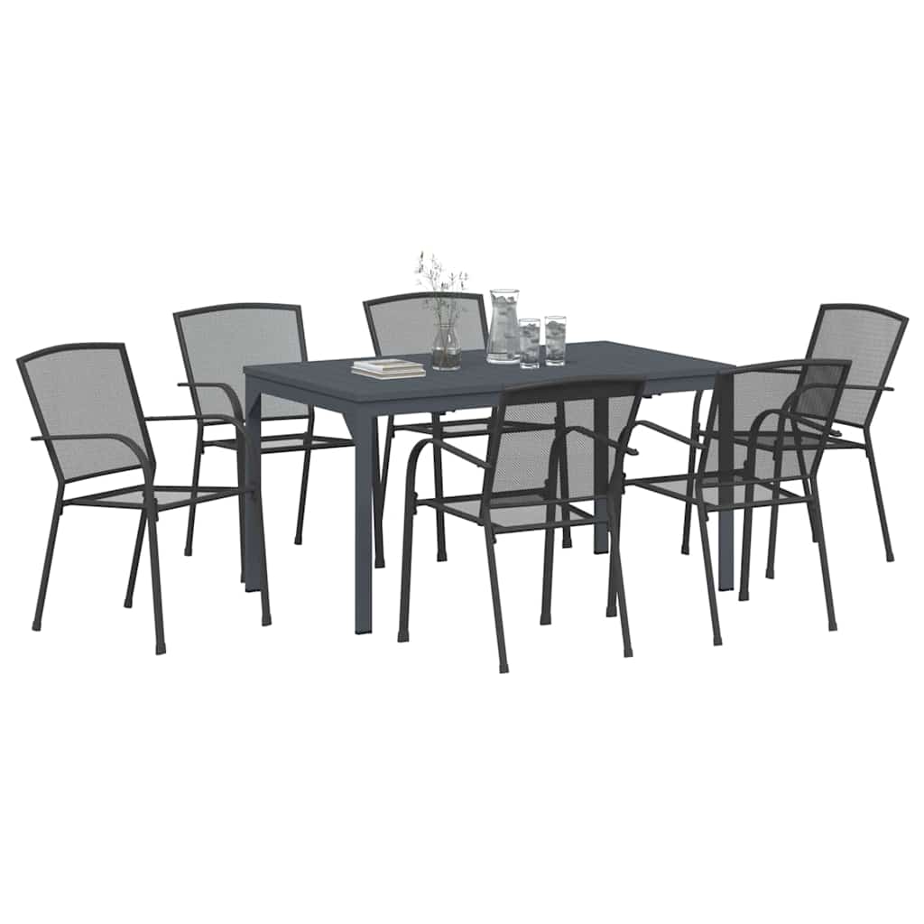 Tuin Eettafelset 7 Pcs Antraciet Poedercoating Staal