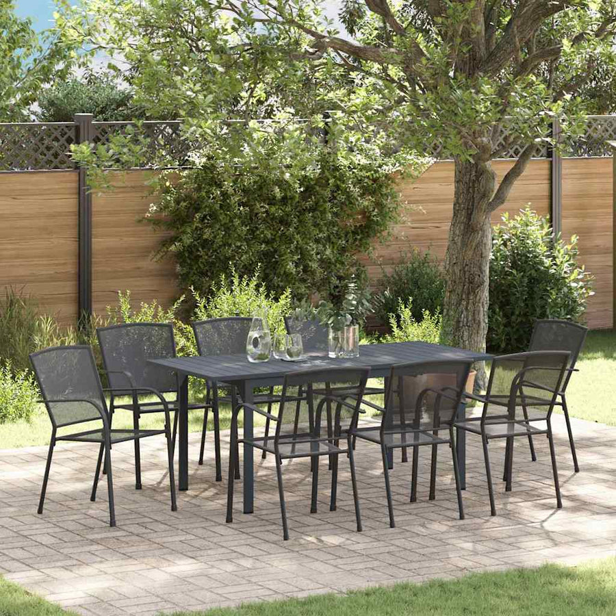 Tuin Eettafelset 9 Pcs Antraciet Poedercoating Staal 9