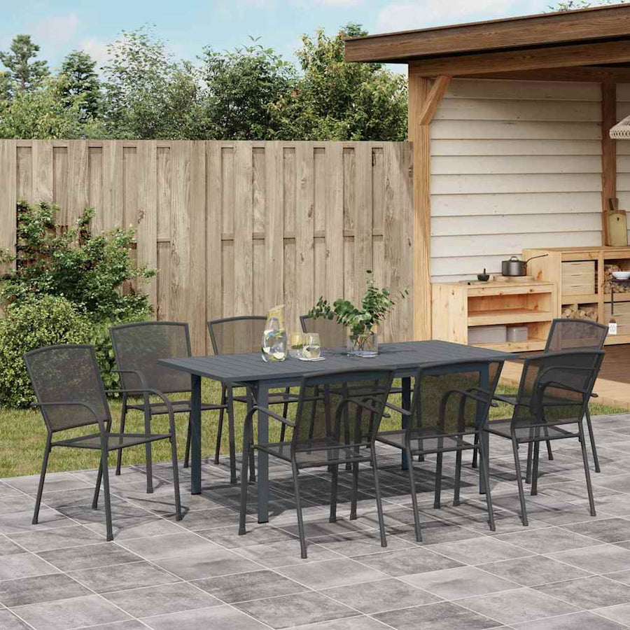 Tuin Eettafelset 9 Pcs Antraciet Poedercoating Staal 9