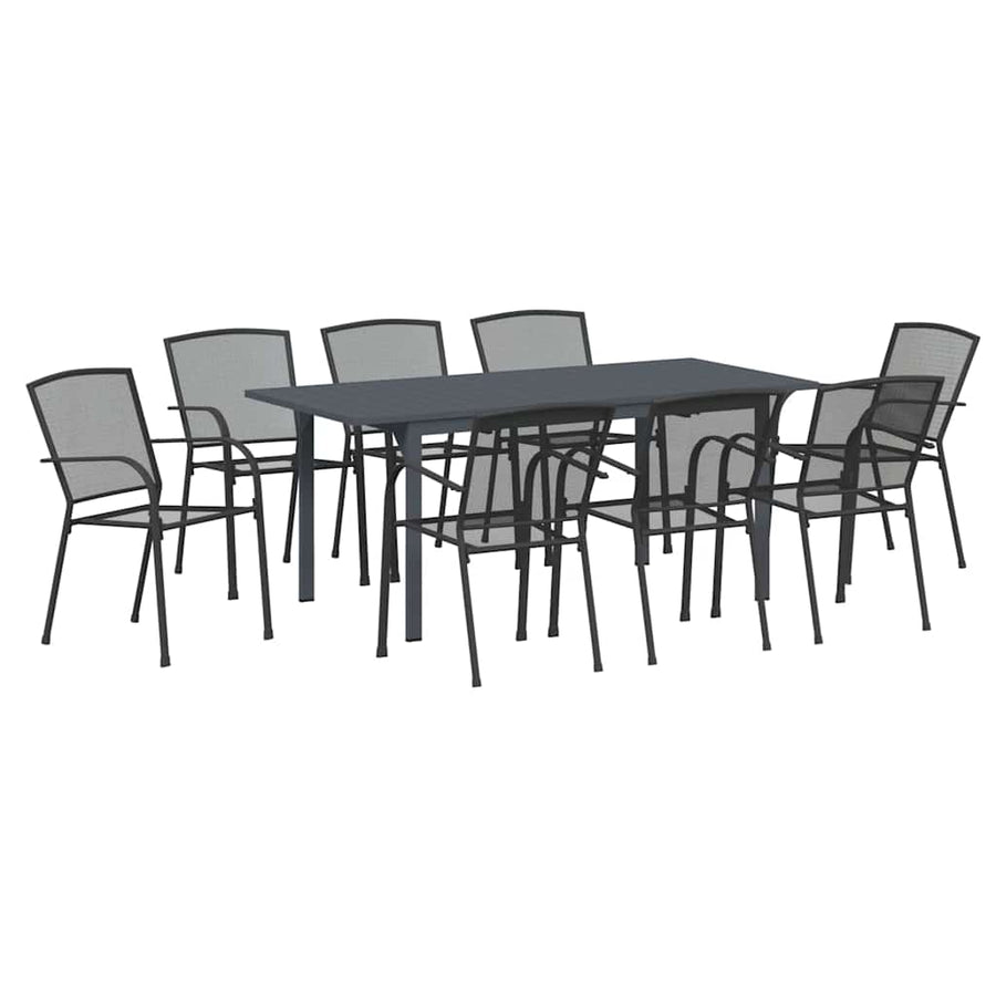 Tuin Eettafelset 9 Pcs Antraciet Poedercoating Staal 9