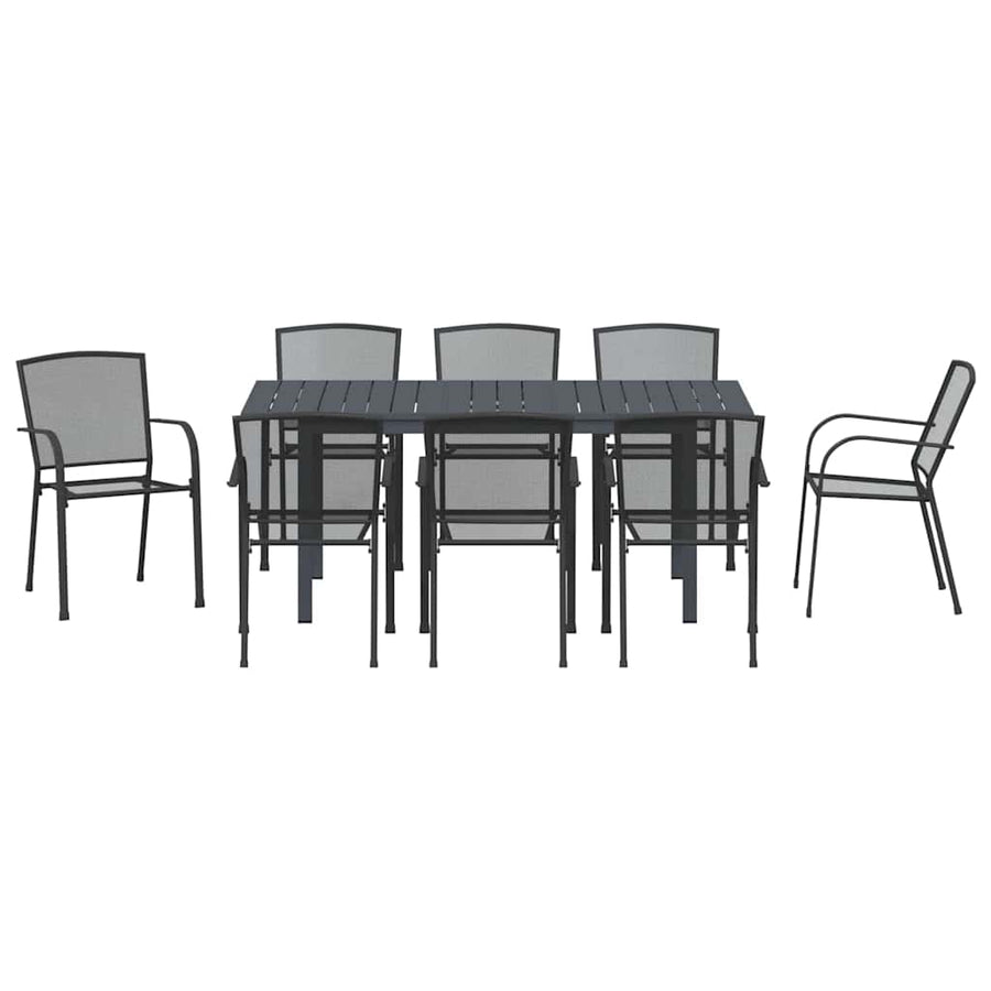 Tuin Eettafelset 9 Pcs Antraciet Poedercoating Staal 9