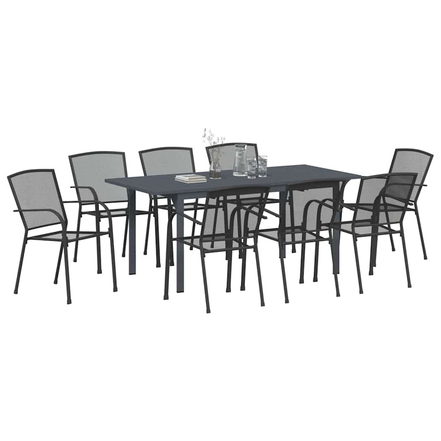 Tuin Eettafelset 9 Pcs Antraciet Poedercoating Staal 9
