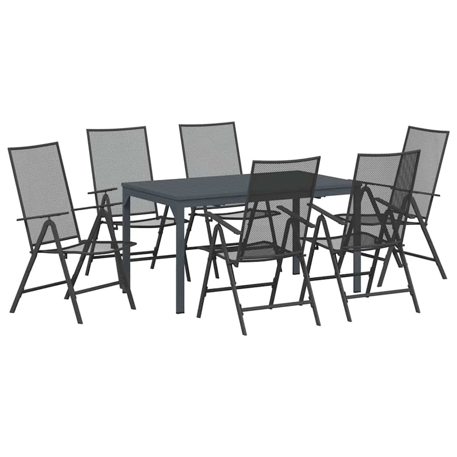 Tuin eettafelset 7 pcs Antraciet Poedercoating staal