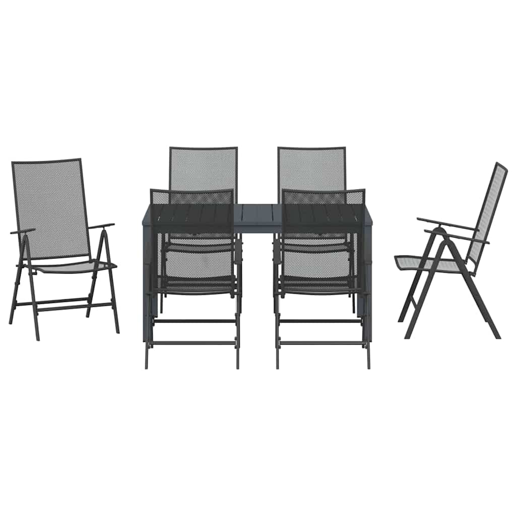 Tuin eettafelset 7 pcs Antraciet Poedercoating staal