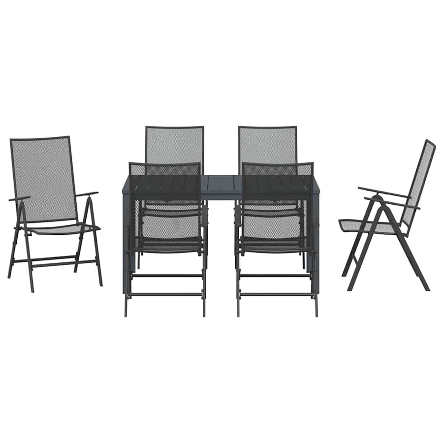 Tuin eettafelset 7 pcs Antraciet Poedercoating staal