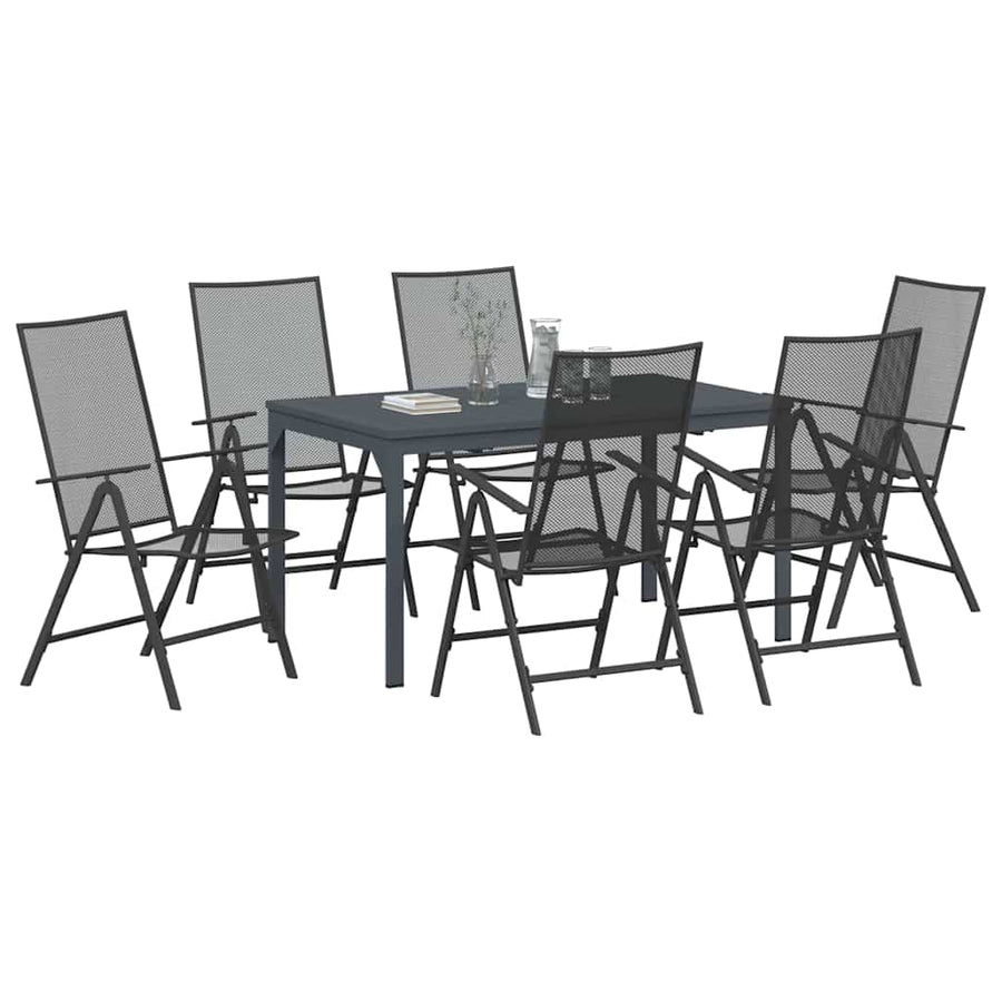 Tuin eettafelset 7 pcs Antraciet Poedercoating staal