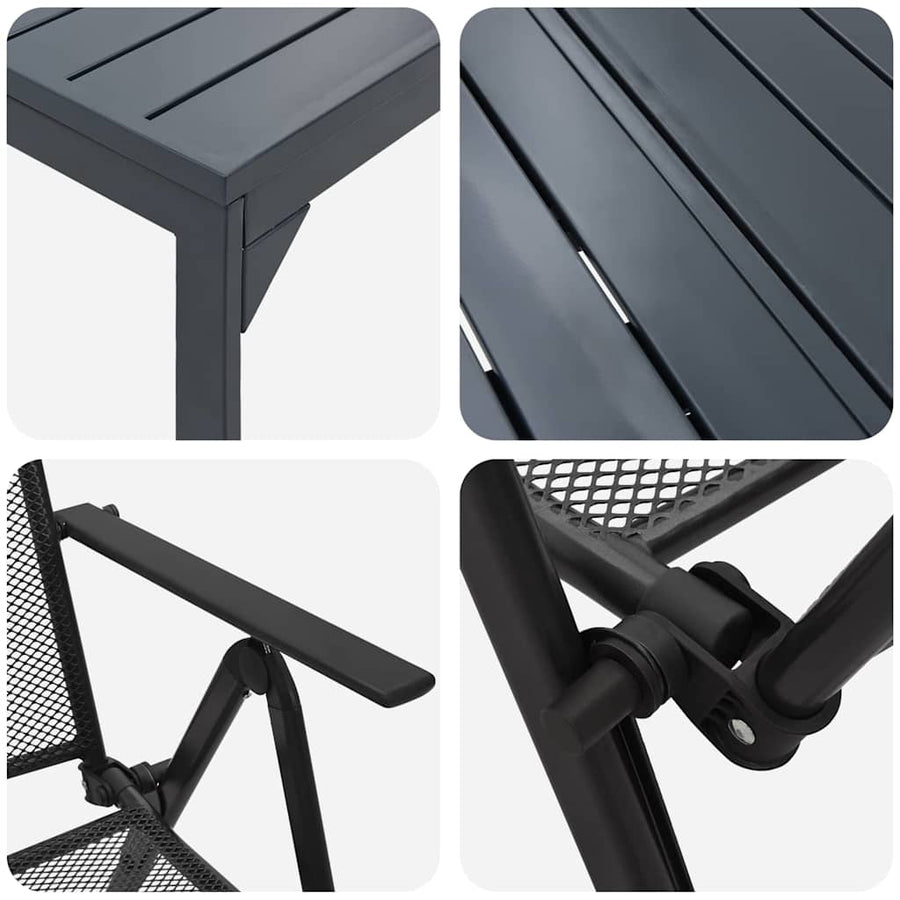 Tuin eettafelset 9 pcs Antraciet Poedercoating staal
