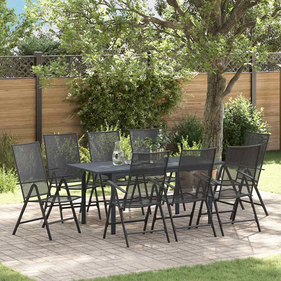 Tuin eettafelset 9 pcs Antraciet Poedercoating staal