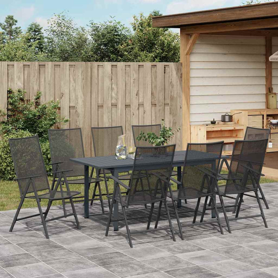 Tuin eettafelset 9 pcs Antraciet Poedercoating staal