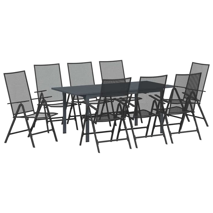 Tuin eettafelset 9 pcs Antraciet Poedercoating staal