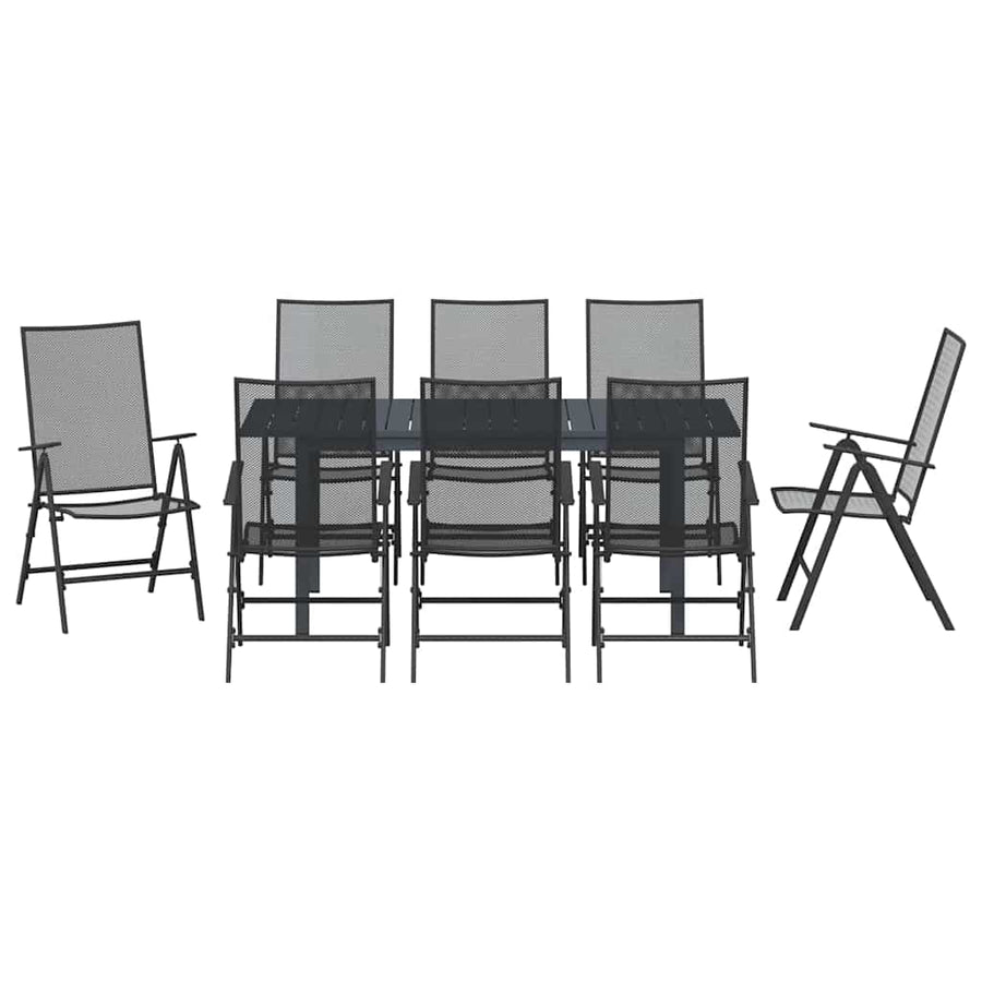 Tuin eettafelset 9 pcs Antraciet Poedercoating staal