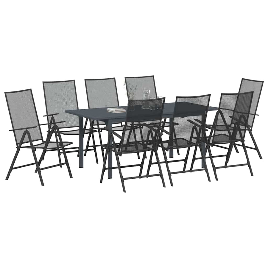 Tuin eettafelset 9 pcs Antraciet Poedercoating staal