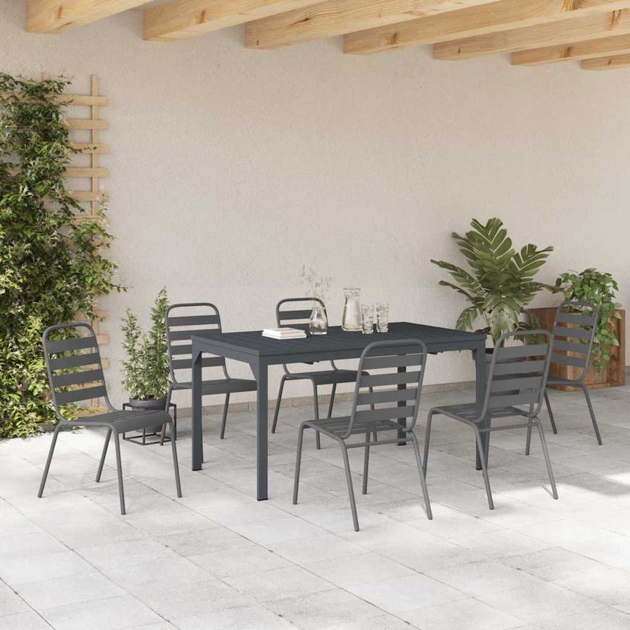 Tuin Eetset 7 Pcs Antraciet Staal
