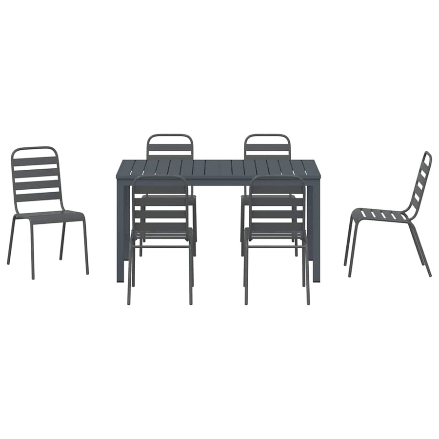 Tuin Eetset 7 Pcs Antraciet Staal