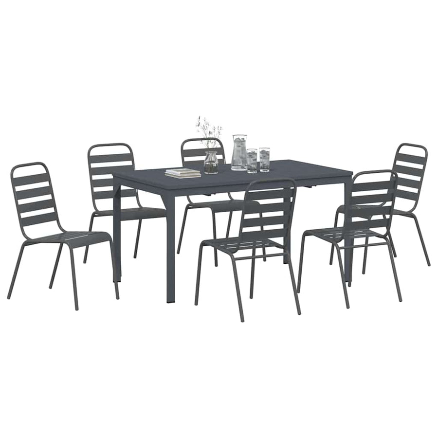 Tuin Eetset 7 Pcs Antraciet Staal