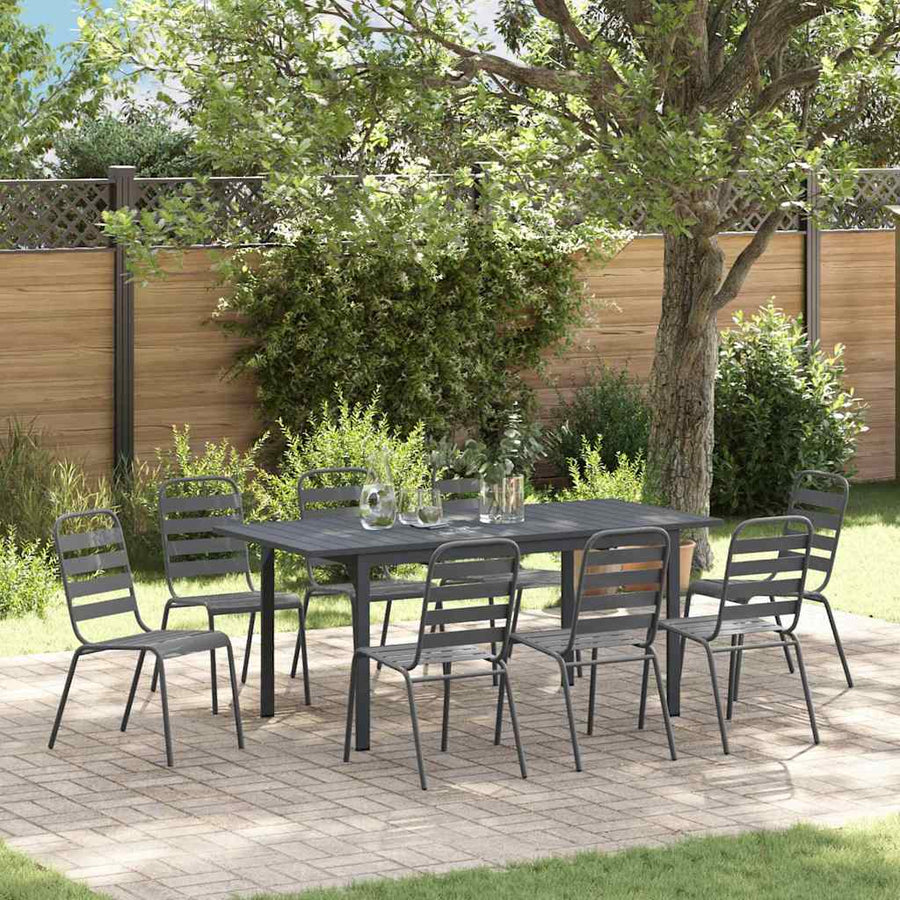 Tuin Eetset 9 pcs Antraciet Staal