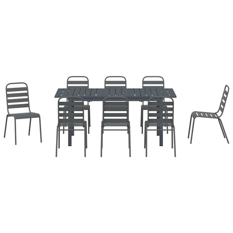 Tuin Eetset 9 pcs Antraciet Staal