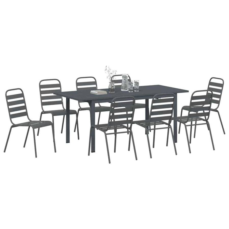 Tuin Eetset 9 pcs Antraciet Staal