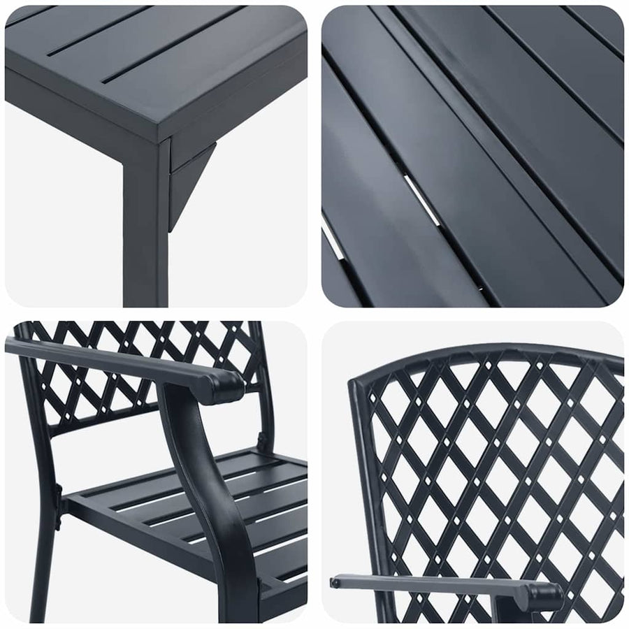 Tuin eettafelset 7 pcs Antraciet Poedercoating staal