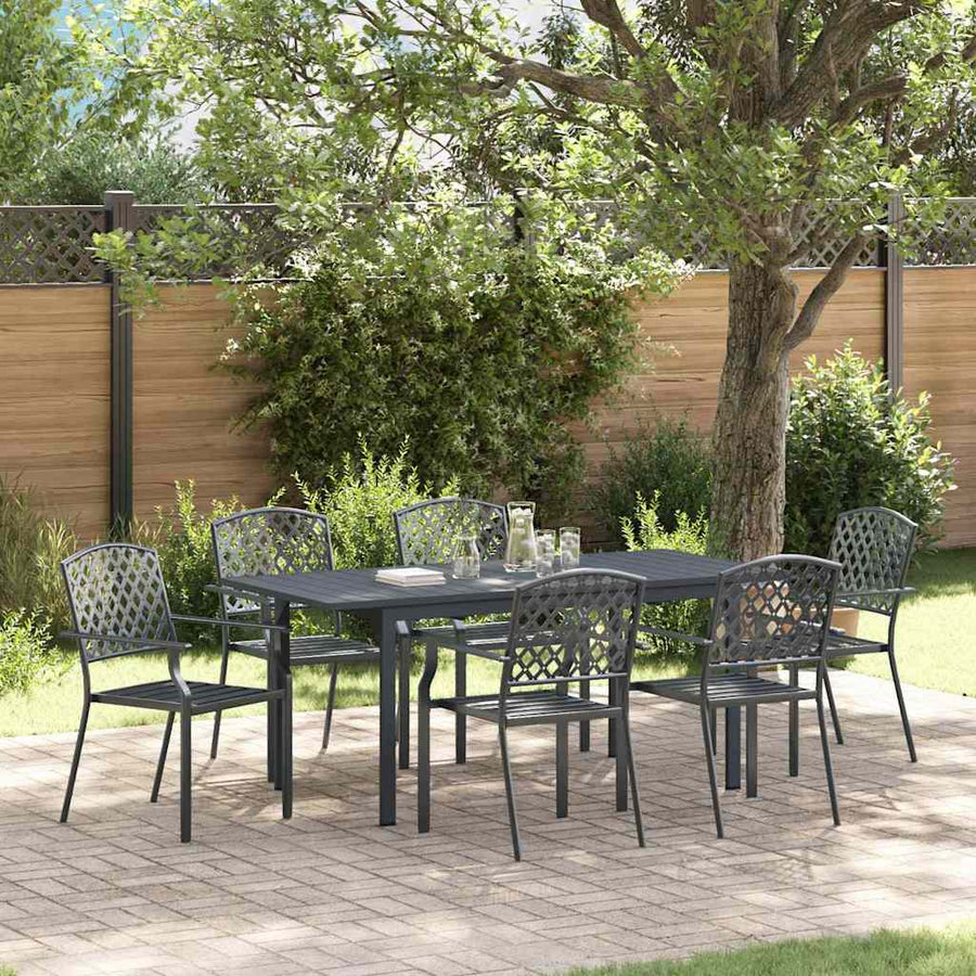 Tuin eettafelset 7 pcs Antraciet Poedercoating staal