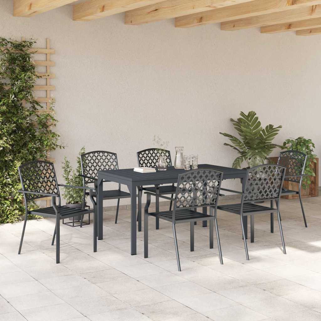 Tuin eettafelset 7 pcs Antraciet Poedercoating staal