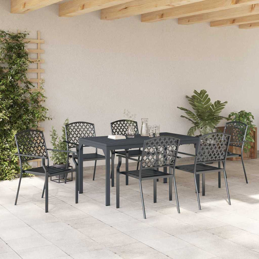 Tuin eettafelset 7 pcs Antraciet Poedercoating staal