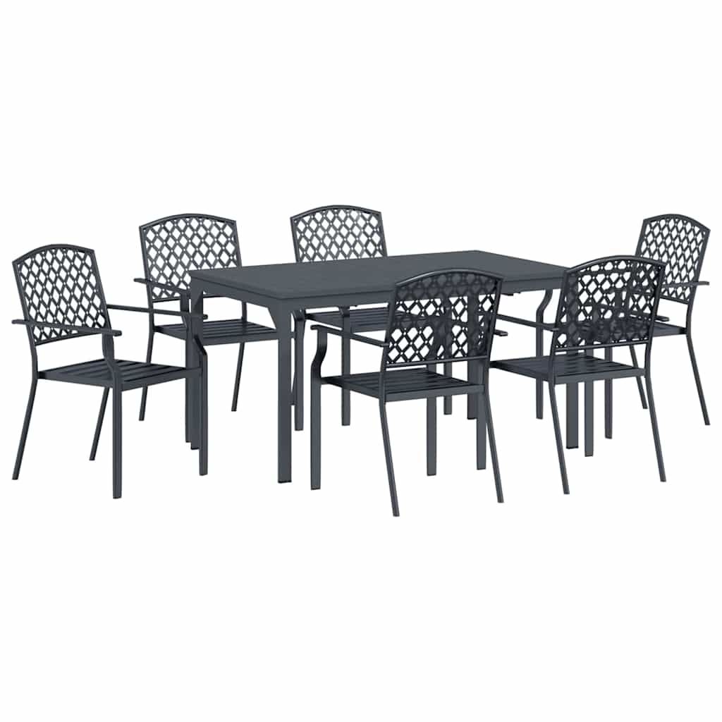 Tuin eettafelset 7 pcs Antraciet Poedercoating staal