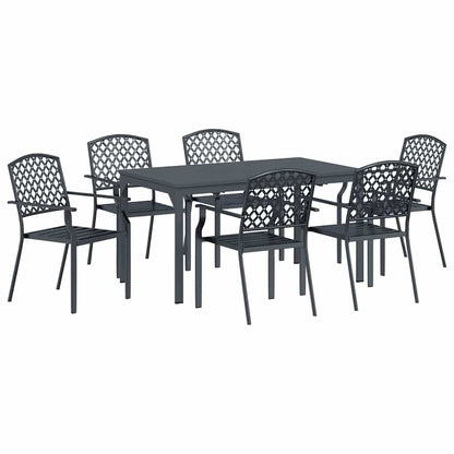 Tuin eettafelset 7 pcs Antraciet Poedercoating staal