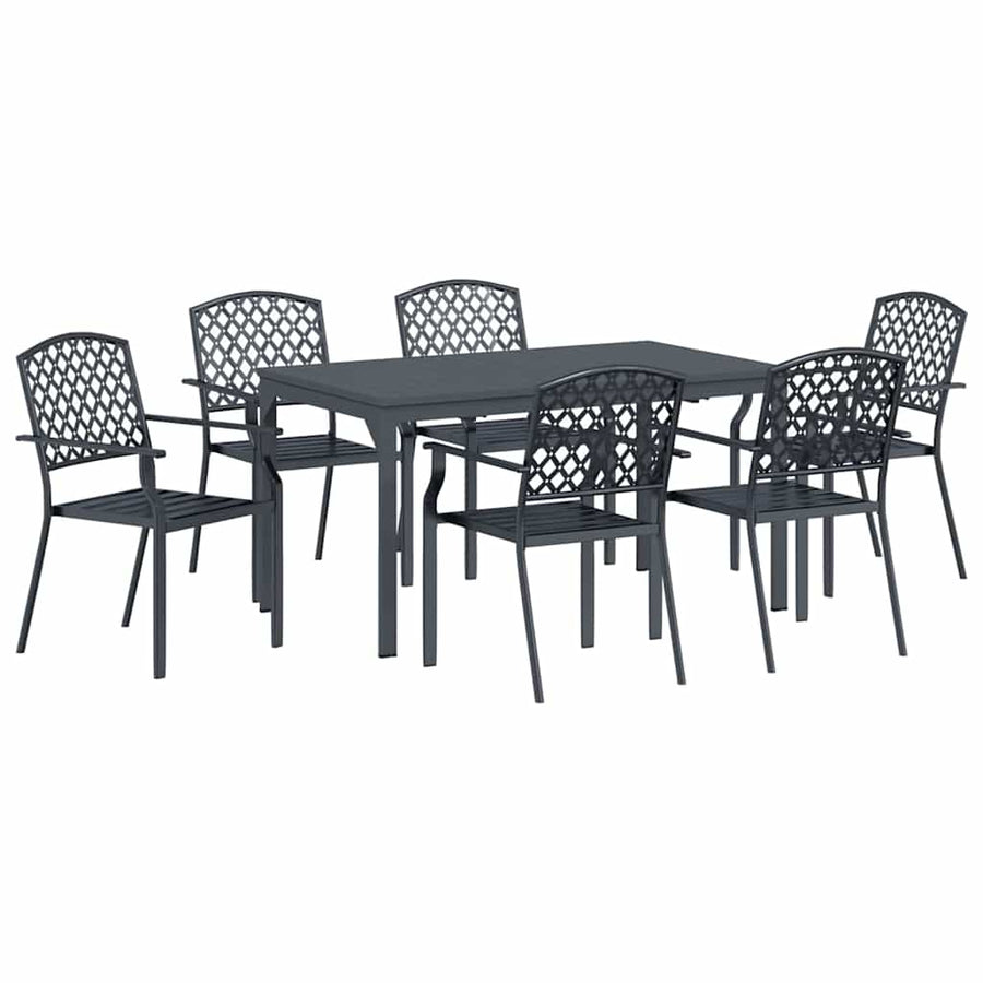Tuin eettafelset 7 pcs Antraciet Poedercoating staal