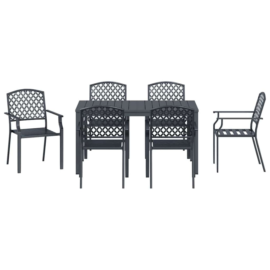 Tuin eettafelset 7 pcs Antraciet Poedercoating staal