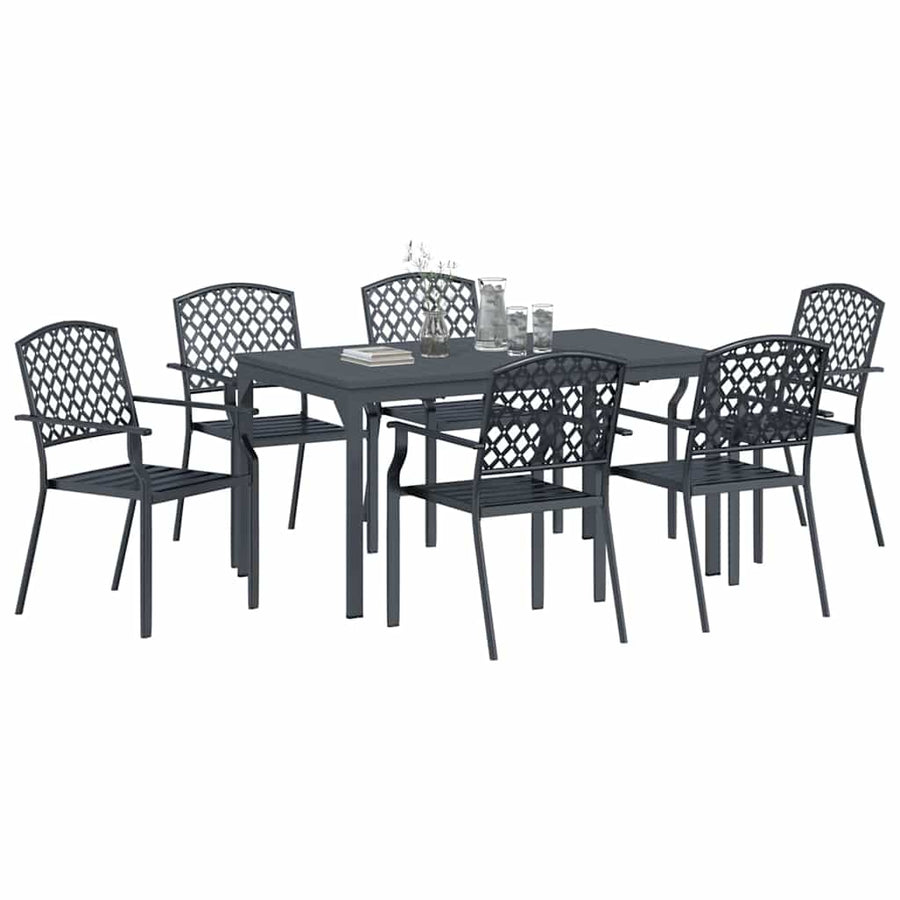 Tuin eettafelset 7 pcs Antraciet Poedercoating staal